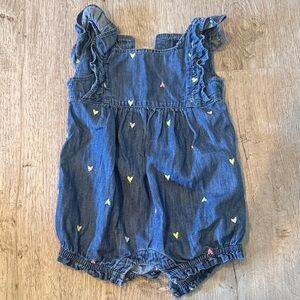 GAP Blue Denim Kids Jumper with Colorful Hearts